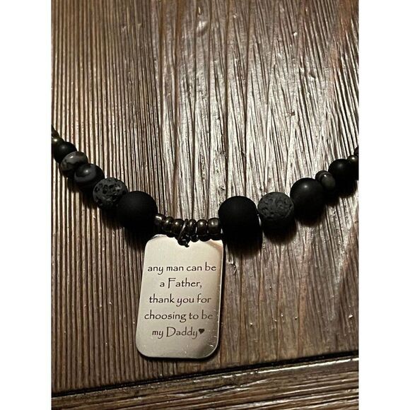 Handmade gray beaded Gift for Dad, Rear view Mirror Swag, Rearview mirror dangle - Picture 6 of 10